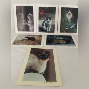 6 vintage cat photograph cards Blank Notecards artist signed photographer 90s